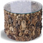 Round Driftwood Drum Side Table